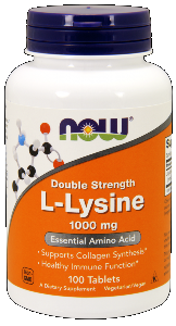 L-Lysine 1,000 mg (100 Tabs) NOW Foods